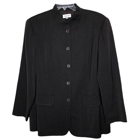 VINTAGE - TAMOTSU Wool Blend Brown Longline Button Front Blazer - Size 18W - Picture 1 of 4